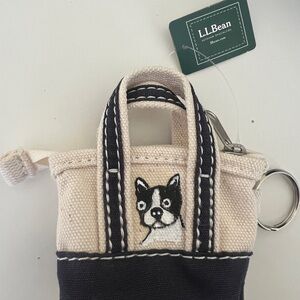 L.L. Bean Cream and Black Dog Tote Keychain